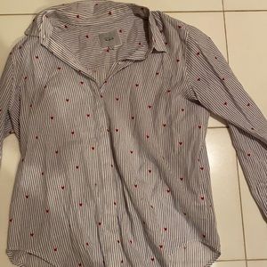 Striped rails blouse with hearts